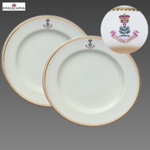 PAIR SPODE Copeland Side Plates ARMORIAL Crest PERCIVAL EARL EGMONT COWDRAY PARK