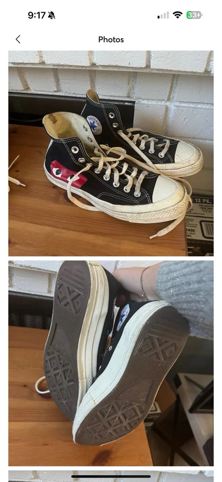 Talla 7 - Converse Chuck Taylor All-Star High CDG Comme Des Garcons PLAY Negro Foto 2 de 4
