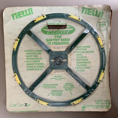 Whisker ''The Safety Edge in Mowing'' Lawnmower Disc Grass Cutting Blade 22'' New