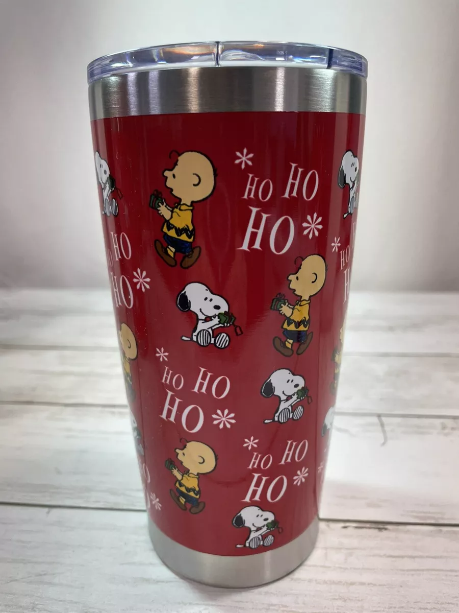 Peanuts Christmas Stainless Steel Tumbler w/Lid ~ Snoopy & Charlie Brown -  16 oz