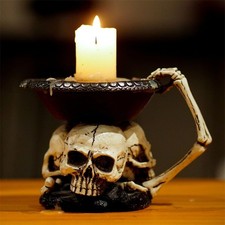 Halloween Skull Candle Holder Skeleton Candelabra Gothic Candlestick Holder