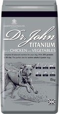 Dr John Titanium Dry Dog Food 15kg Chicken & Veg Active Working Adult Dogs 1.29 per kilo