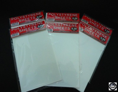 Plus Model Polystyrene Sheets 190 x 110 x 0,8 mm 2 Stück Kunststoff Platte 072