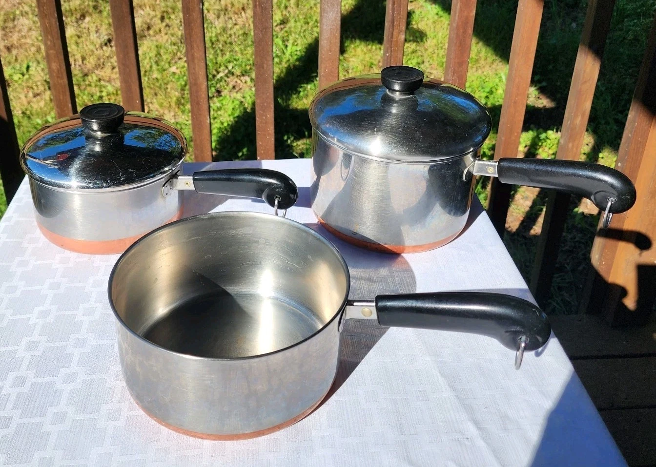 Vintage Revere Ware 1801 Clinton, ILL. Copper Bottom Sauce Pan Set