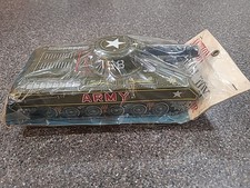 Vintage Action Metal Toy Fiction Motor Tin Friction Toy Army Tank Hayashi Japan