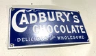Cadburys Chocolate Cocoa Shop Porcelain Vintage Enamel Sign 8x4
