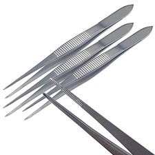 4" Micro Tweezers Fine Serrated Tip - Set of 3 Pcs