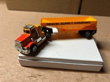 Vintage HO Slot Car Tyco Orange Yellow Semi Truck Trailer Gravel Supply Company