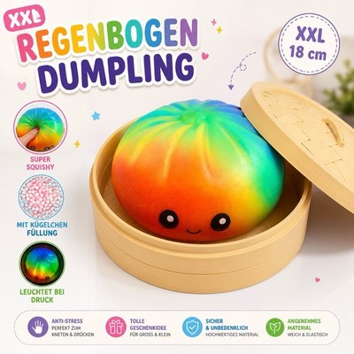 Regenbogen Dumpling Squeeze Ball XXL 18 cm   super weich Antistress Squishy