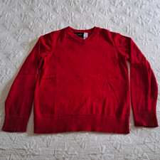 The Children's Place Boy's Cotton Knit Pullover Sweater Red V-Neck Size 5-6Y