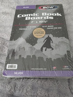 1 pack of 100 BCW Acid Free 7'' x 10'' Silver Age Comic White Backing Boards