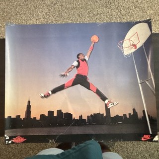 Nike Air Jordan Michael Jordan Jumpman Dunk Basketball Poster Chicago Skyline