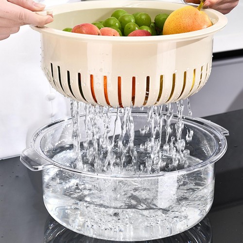 Kitchen Colanders Bowl Set 2 in 1 Fruit Vegetable Washing Food Strainers, Lar...