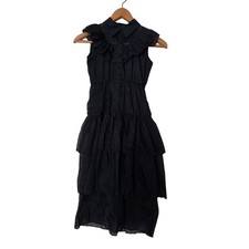 Wednesday Addams Costume Girls 8-9 Years Black Tiered Dress Belt Wig Set Gothic