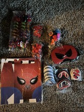 New, Sealed, Spider-Man Party Favors, Birthday, Straws, Stickers, Bracelets  