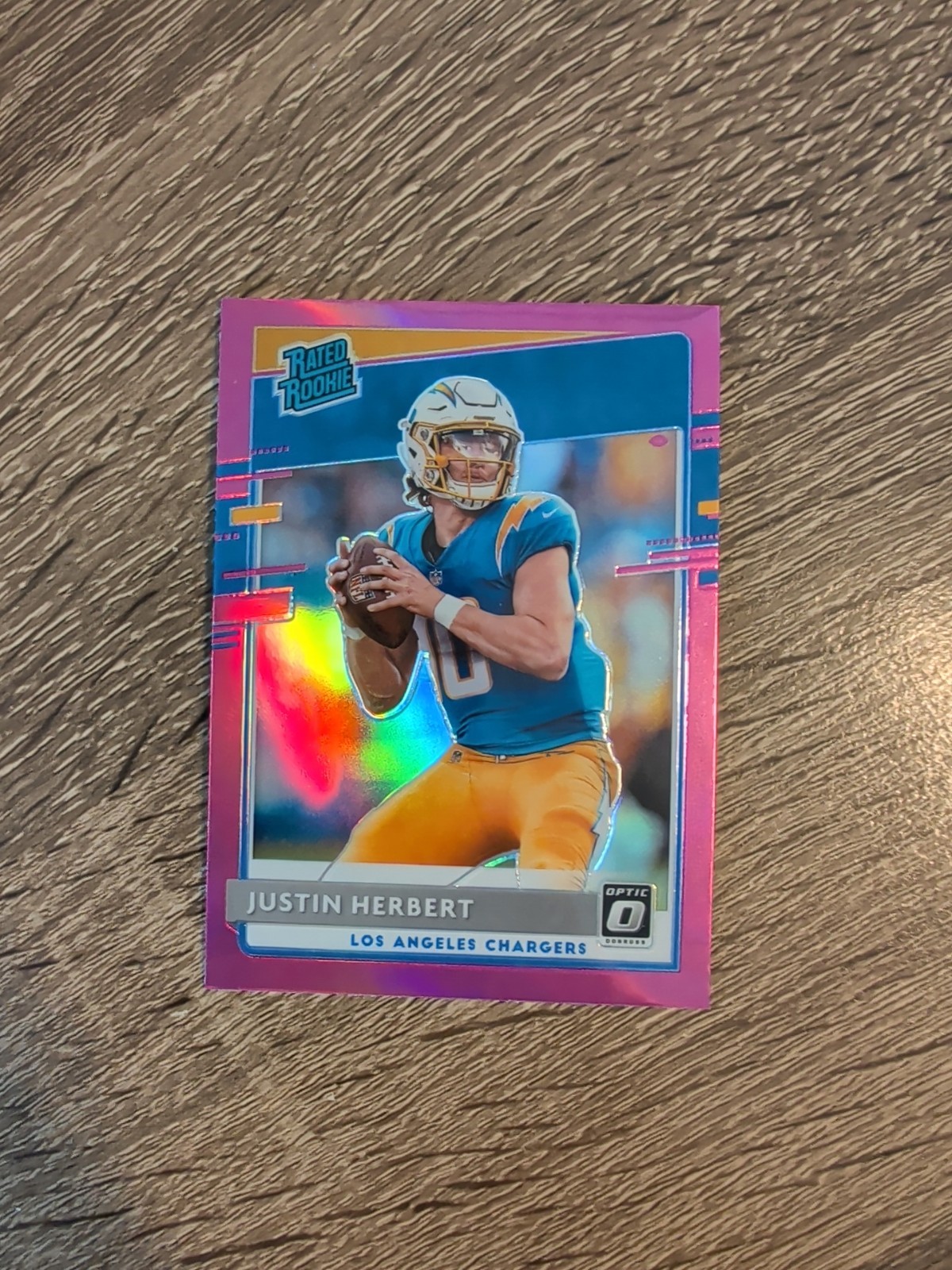 JUSTIN HERBERT 2020 Panini Donruss Optic PINK PRIZM Rated Rookie RC SP Chargers