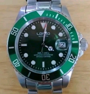 LOREO Marine HULK Automatic 200M Green Face Bezel Sapphire Crystal 40MM Stainles