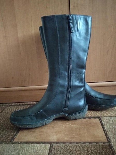 Women Clarks Boots Black Leather 39 #7ASJ