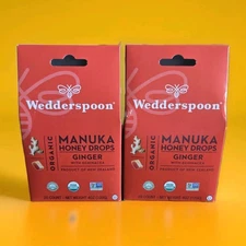 Wedderspoon Organic Manuka Honey Drops Ginger W/ Echinacea 4 oz (Lot Of 2)