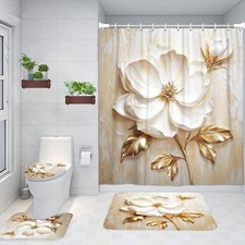 Elegant Floral Shower Curtain Sets Modern Minimalist Abstract Bathroom Decor ...