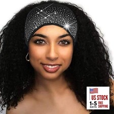 Crystal Headband Rhinestone Black Head Wraps Wide Knotted Head Band Type A