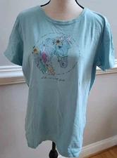 LIFE IS GOOD Y'all Horse Portrait Crusher Graphic Tee Top T-Shirt Blue Womens XL