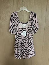 NWT Buddy Love Becca Pink Black Zebra Tiger Print Mini Babydoll Dress Size M