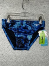 Speedo Swim Briefs Mens 28 Blue Washed Tie Dye Eco Endurance Repreve Racing