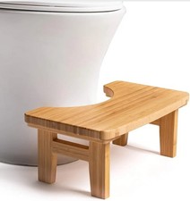 Bamboo Toilet Stool, Wooden Squatting Potty Stool for Adults, 7" Toilet Stool