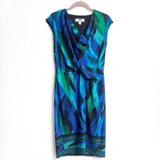 DR Collection Made in USA Artsy blue and green midi dress