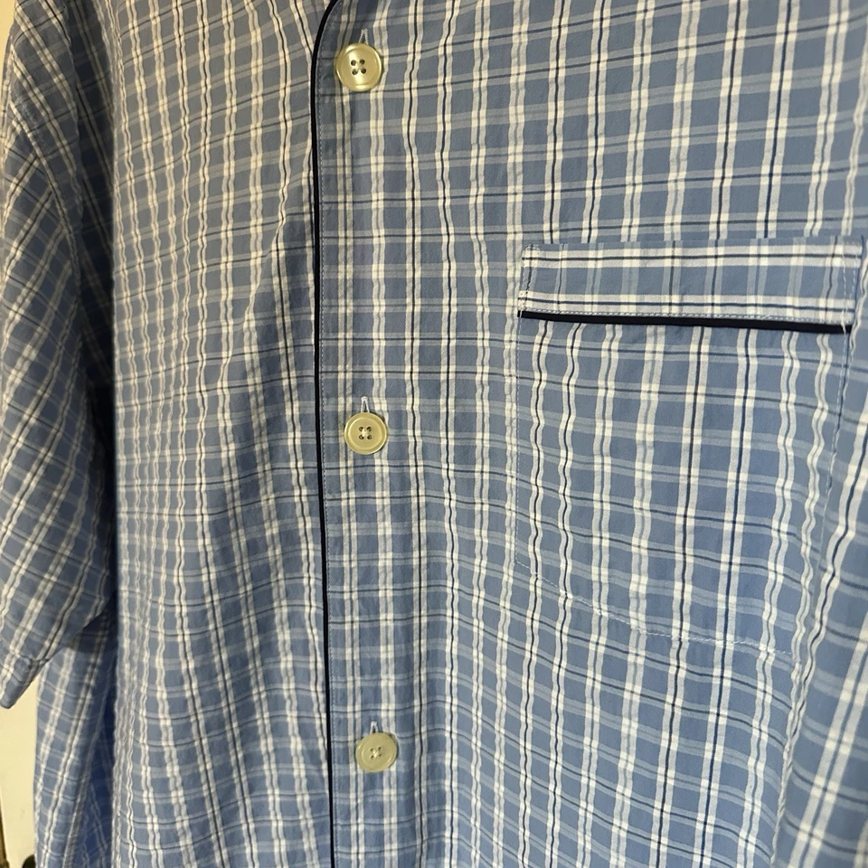 Хлопковая ночная рубашка Brooks Brothers размер XL сине-белая клетчатая пижама старые деньги - Изображение 4 из 4