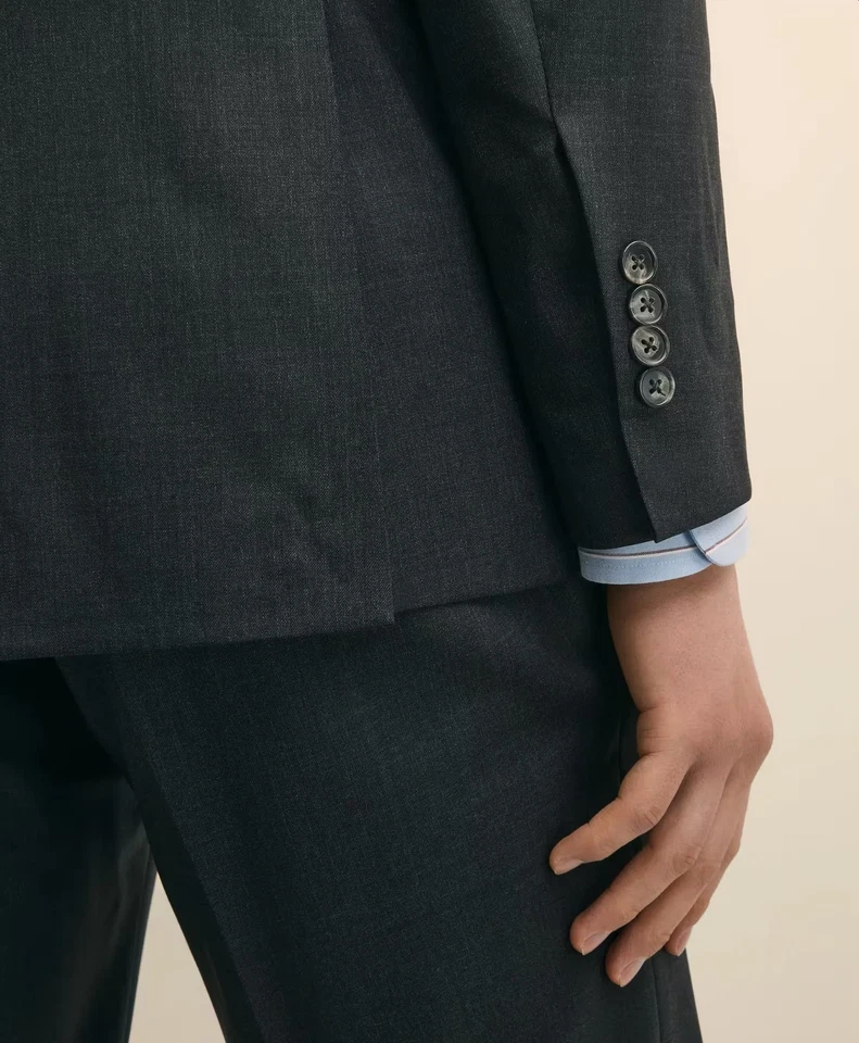 Traje Brooks Brothers 1818 para hombre 38R gris carbón calce ajustado Foto 4 de 4