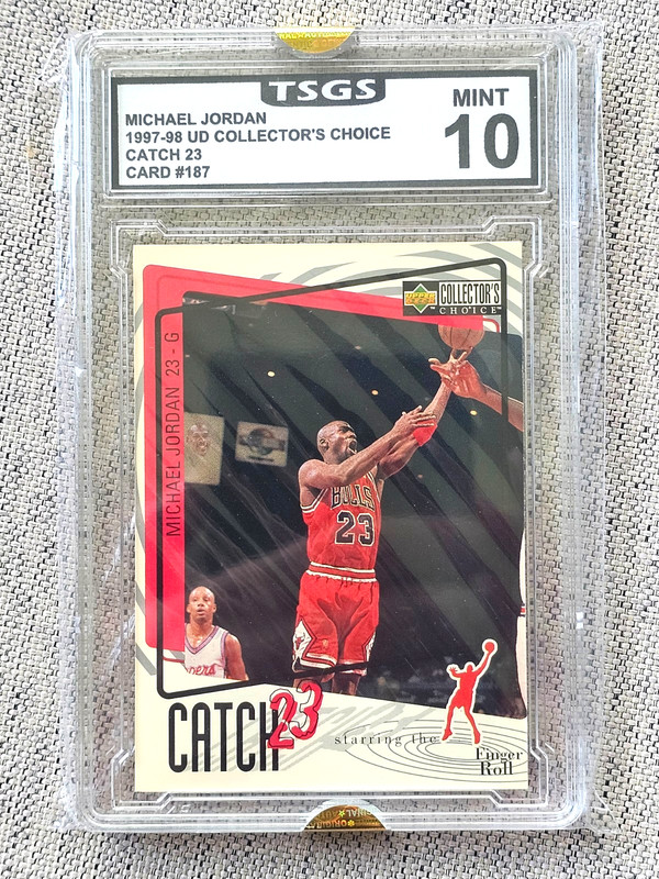 MICHAEL JORDAN 1997-98 UD COLLECTOR'S CHOICE CATCH 23 CARD #187 GRADED MINT 10