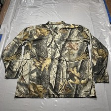 Cabela's Henley Camo shirt Realtree Hardwoods Long Sleeve Fleece Mens Size L