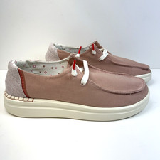 HEY DUDE Women's Wendy Rise Chambray Rose Shoes Lace Up Platform Loafers Size 10