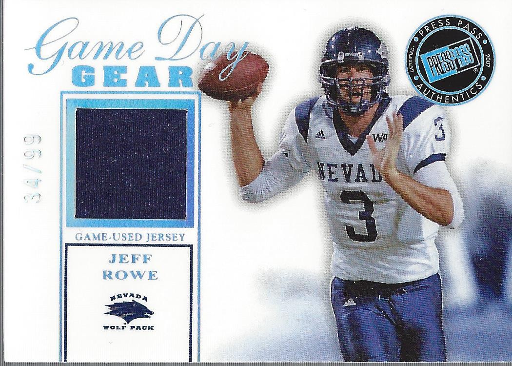 FILA 2007 Press Pass SE Game Day Gear Maglie Holofoil #JR2 Jeff Rowe Jersey 99 FB