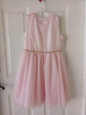 Bonnie Jean Pink Fit & Flare Sleeveless Girls Dress Size 14 Tulle Sequin Bow