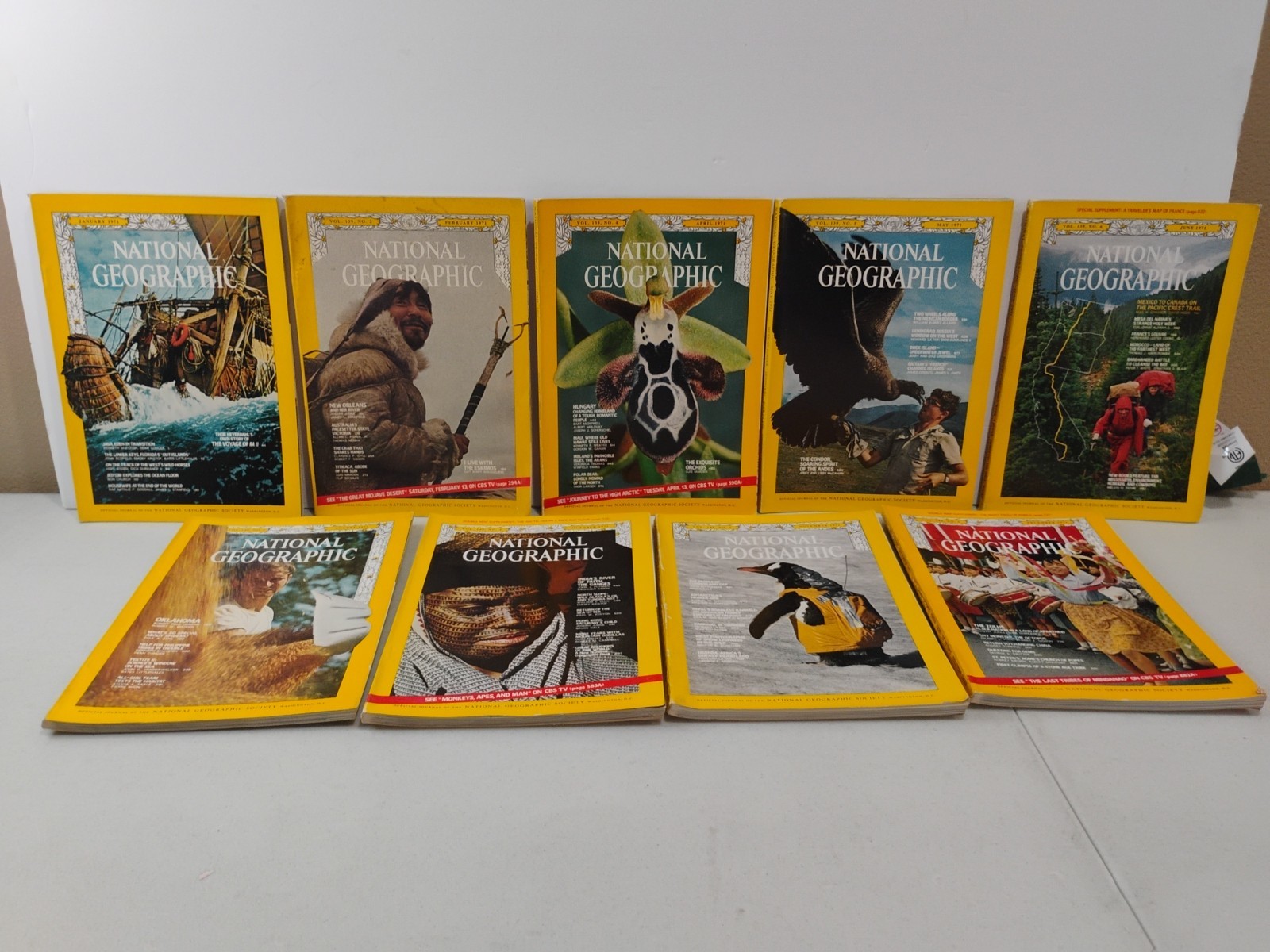 1971 National Geographic Magazines Lot Of 9 Jan Feb Apr May June Aug Oct Nov Dec