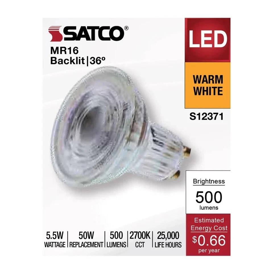 5.5 Watt MR16 LED Floodlight - 2700K CCT - GU10 Base - 120 Volt - 12-Pack - Image 4 of 4