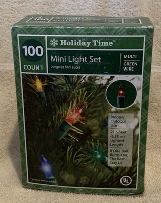 100 Pc Holiday Time Multi-Color Mini Lights String - Green Wire 21.5 Ft #2 - NEW