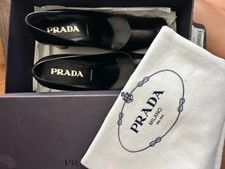 Vintage Prada Black Leather Heels. Original Box and Dust bag. Size 37.5 / 7.5
