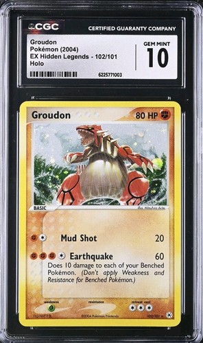 Pokemon Groudon 102/101 Holo Secret Rare EX Hidden Legends CGC 10 GEM MINT