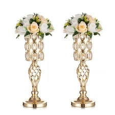 Gold Flower Vases for Centerpieces: 2 Pcs 19.7" Tall Vases for Centerpieces w...