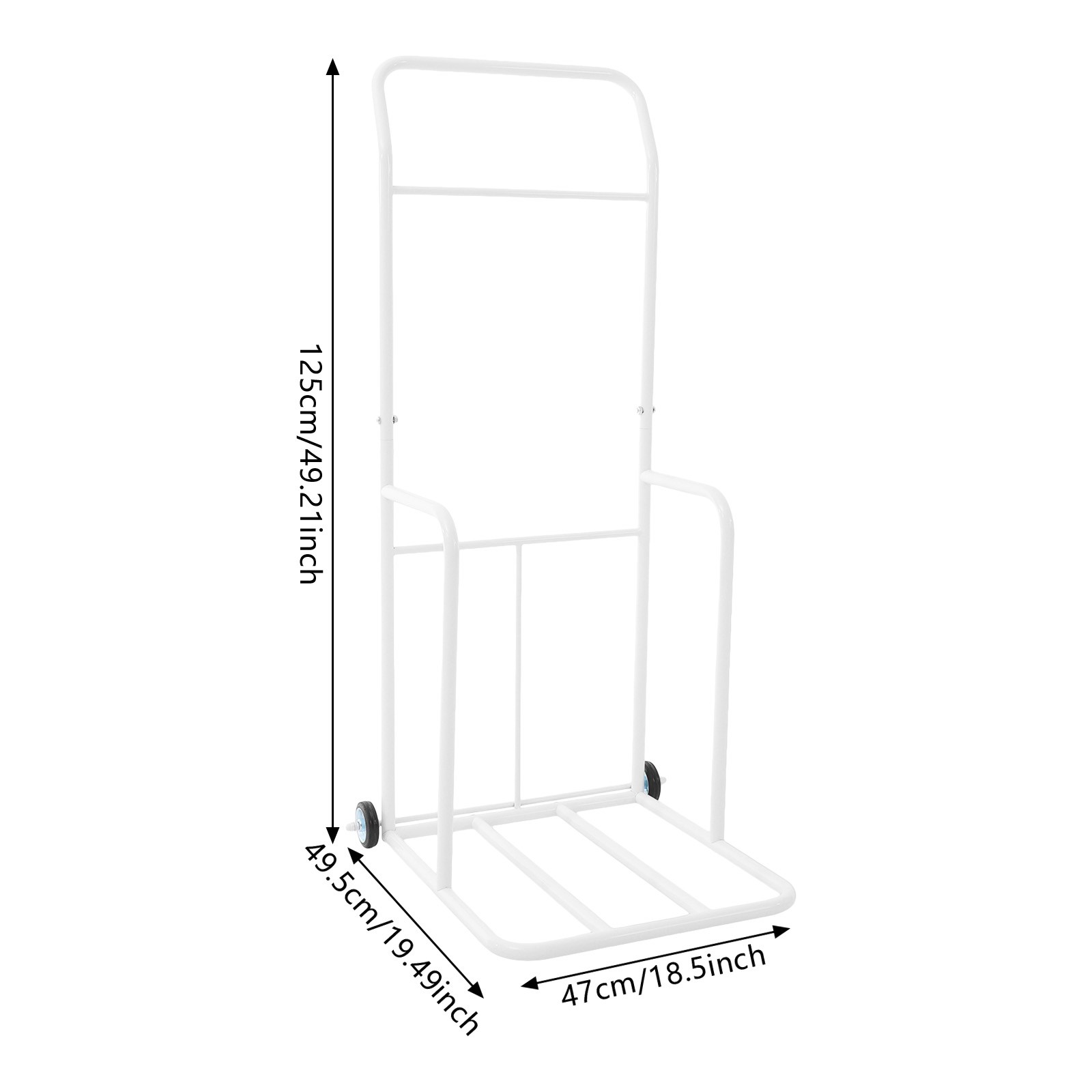 Traffic Cone Cart, White Traffic Cones Holder With Wheels, Iron Traffic Cone Car