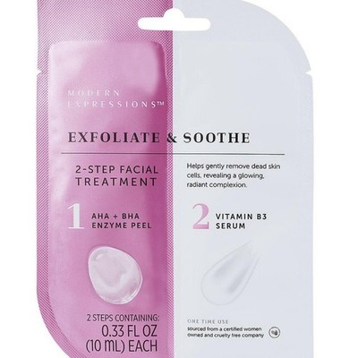 2x Modern Expressions 2-Step Facial Treatment AHA + BHA Peel & Vitamin B3 Serum