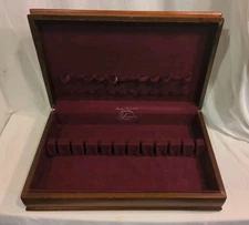 Vintage Prestige Plate Duratane Wooden Chest Silverplate Flatware Box
