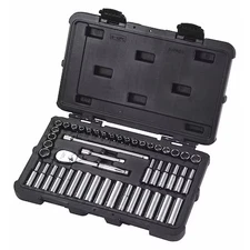 Westward 53Pn22 1/4" Drive Socket Set Sae, Metric 47 Pieces 3.5 Mm To 12 Mm,