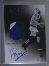 2015 Panini Noir Black and White Rookies 93/99 Kristaps Porzingis Patch Auto 3d3
