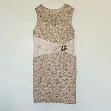 Nightingales 16 dress lace diamante ccasion mother bride cream pale peach