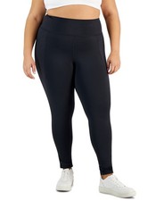 ID Ideology Womens Soft Side Pocket Full Length Leggings in Deep Black Sz Small
